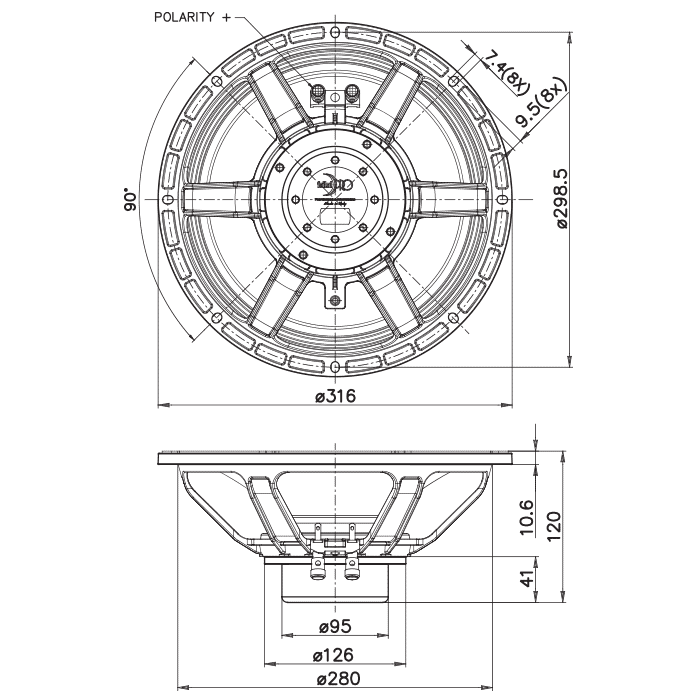 Faital Pro 12PR320 Speaker Middle Range 12 Inch 8 Ohm 600 Watt - Image 2