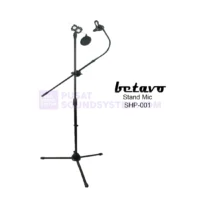 Betavo SHP-001 Stand Mic Boom Lantai Tripod Kaki 3 Telescopic Cabang 2 Holder (Pop Filter, Shockmount, Phone Holder)