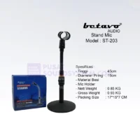 Betavo ST-203 Stand Mic Meja Kaki Bulat Flexible Gooseneck Telescopic