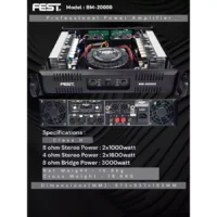 FEST BM-20000 Power Amplifier 2 Channel Class H 1000 Watt
