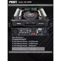 FEST BM-30000 Power Amplifier 2 Channel Class H 1200 Watt