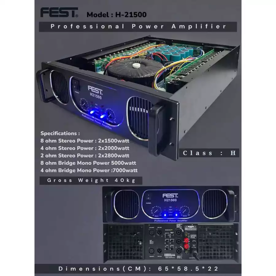 FEST H21500 Power Amplifier 2 Channel Class H 1500 Watt
