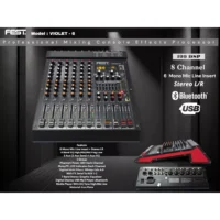 FEST VIOLET-6 Mixer Audio Analog 6 Channel (Bluetooth, USB, MP3 Player, Efek, EQ, Phantom)