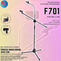 Firstclass F701 Stand Mic Boom Lantai Tripod Kaki 3 Telescopic Cabang 2 Holder (Mic + Phone Holder)