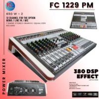 Firstclass FC 1229 PM Power Mixer 12 Channel 650 Watt (Bluetooth, USB, Efek EQ)