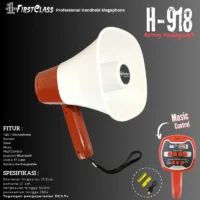 Firstclass H 918 Megaphone Handheld (Sirene, Bluetooth, MP3, USB, SD Card, Rechargeable)