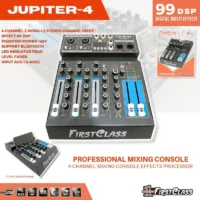 Firstclass Jupiter 4 Mixer Audio Analog 4 Channel (Bluetooth, USB Audio Interface, Efek, EQ, Phantom)