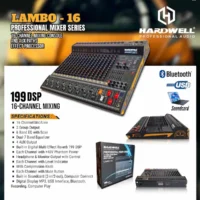 Hardwell Lambo 16 Mixer Audio Analog 16 Channel (Bluetooth, USB interface, MP3 Player, Efek, EQ, Phantom)