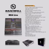 Hardwell M16 Live Mixer Audio Analog 16 Channel (Bluetooth, USB Interface, MP3 Player, Efek, EQ, Phantom)