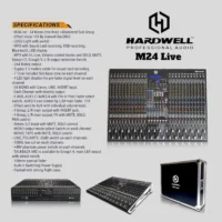 Hardwell M24 Live Mixer Audio Analog 24 Channel (Bluetooth, USB Interface, MP3 Player, Efek, EQ, Phantom)
