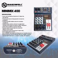Hardwell Minimix 400 Mixer Audio Analog 4 Channel (Bluetooth, USB Interface, MP3 Player, Efek, EQ, Phantom)