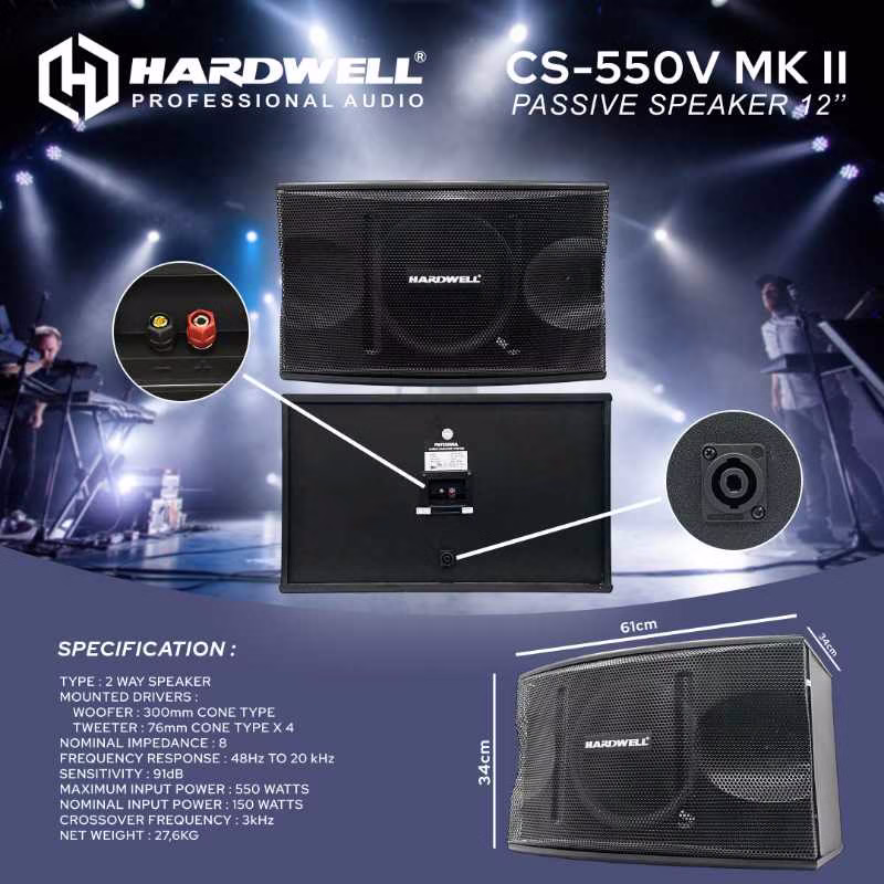 Hardwell CS 550V MK II Speaker Karaoke Pasif 12 Inch 2 Way 8 Ohm 500 Watt