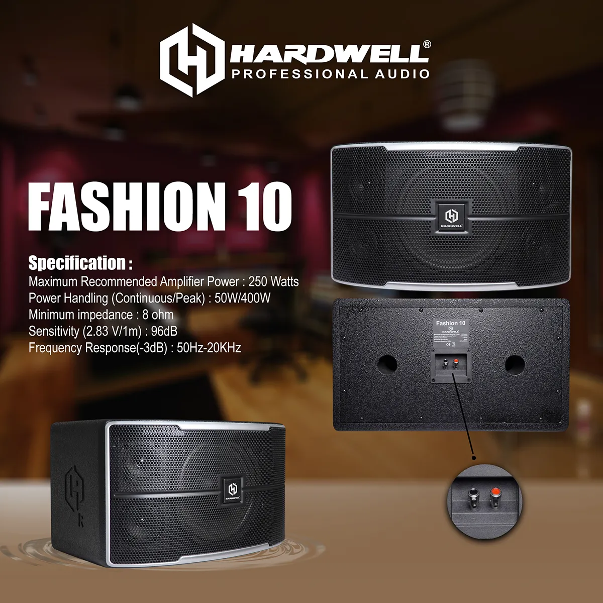 Hardwell Fashion 10 Speaker Karaoke Pasif 10 Inch 2 Way 8 Ohm 400 Watt