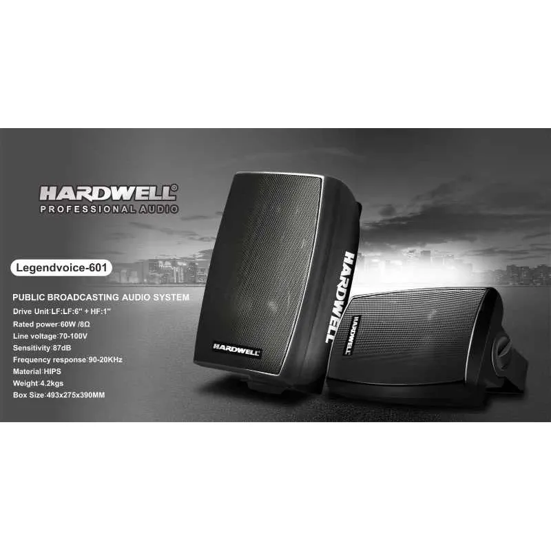 Hardwell Legend Voice 601 Hitam Speaker Dinding Pasif 6 Inch 2 Way 8 Ohm 60 Watt