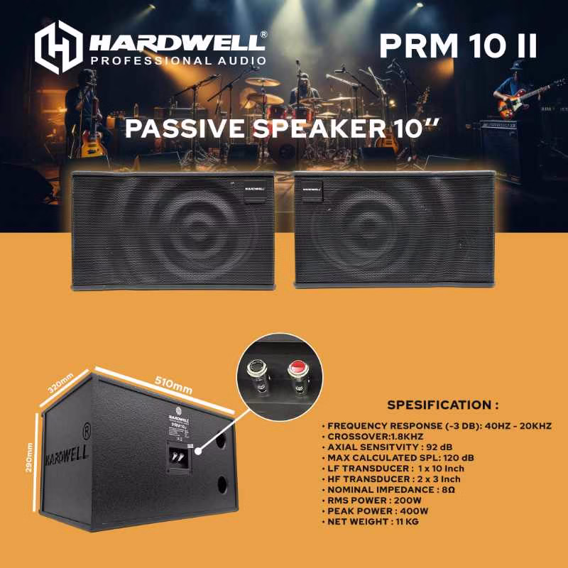 Hardwell PRM 10 II Speaker Karaoke Pasif 10 Inch 2 Way 8 Ohm 300 Watt