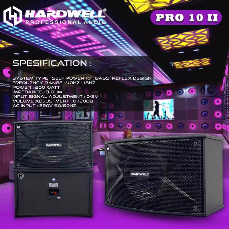 Hardwell PRO 10 II Speaker Karaoke Pasif 10 Inch 2 Way 8 Ohm 200 Watt