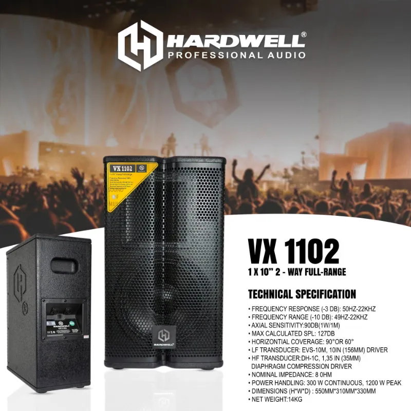 Hardwell VX 1102 Speaker Pasif 10 Inch 2 Way 8 Ohm 1200 Watt