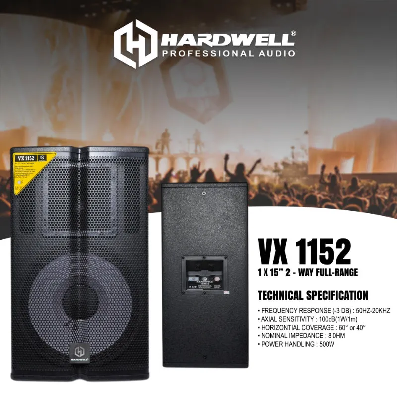 Hardwell VX 1152 Speaker Pasif 15 Inch 2 Way 8 Ohm 500 Watt