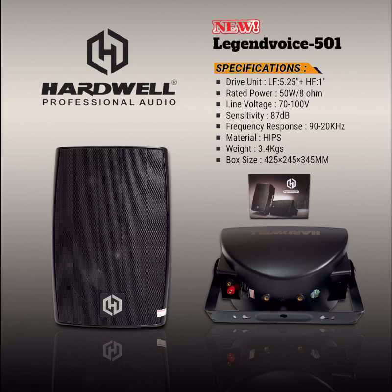 Hardwell Legend Voice 501 Speaker Dinding Pasif 5.25 Inch 2 Way 8 Ohm 50 Watt