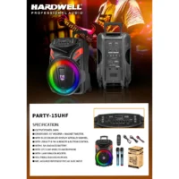 Hardwell Party 15 UHF Speaker Meeting Portable Wireless 15 Inch 2 Way 200 Watt