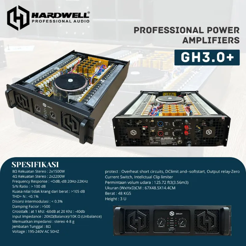 Hardwell GH3.0+ Power Amplifier 2 Channel 1500 Watt