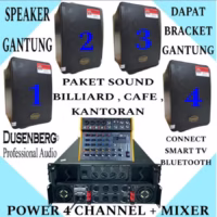 PAKET SOUND 4 TITIK POWER Dusenberg 4 CHANNEL MIXER, AUDIO CAFE RESTORAN , RUANGAN BILLIARD, SPEAKER INDOOR OUTDOOR
