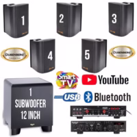 Paket Audio Cafe, Dusenberg 4 Inch 5 Titik, 1 Subwoofer 12 Inch Aktif