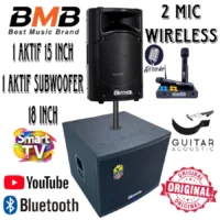 Paket Sound BMB 1 Aktif 15 Inch, 1 Subwoofer 18 Inch, 2 Mic Wireless.!
